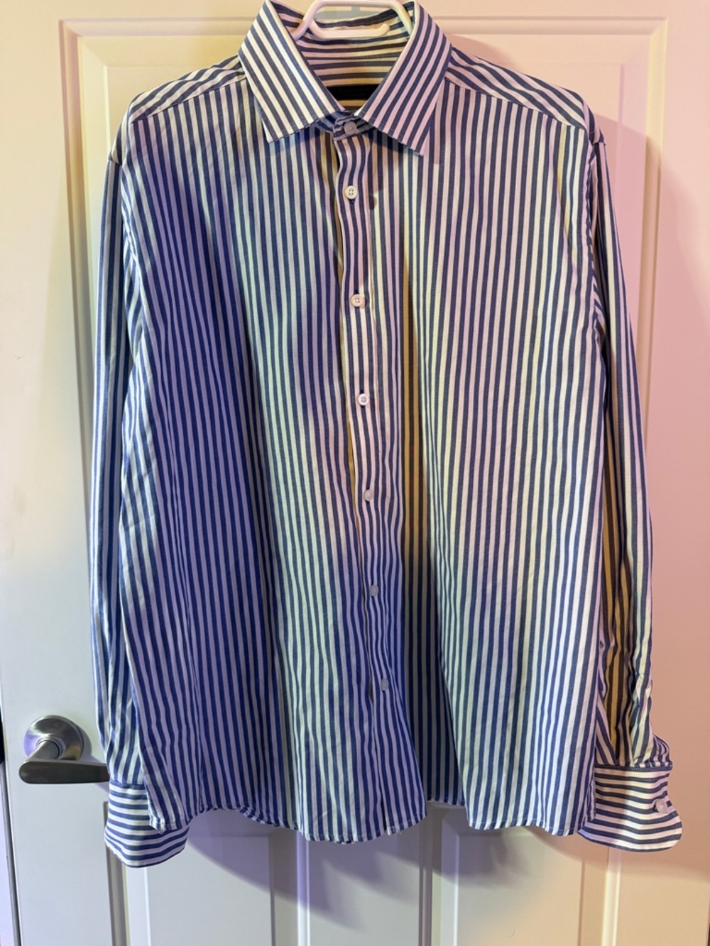Jack and Jones Premium Men's Blue and White Striped Dress Shirt- XXL - Picture 2 of 9